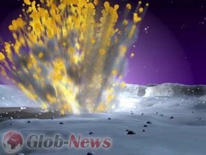Падение метеорита на лунную поверхность было снято на видео